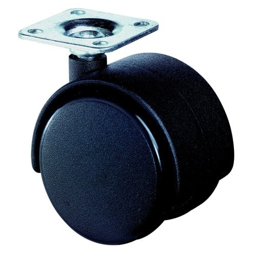 BS ROLLEN Kunststoffdoppelrolle D.40mm Trgf.30kg m.Platte PA schwarz RAL 9005 BS ROLLEN