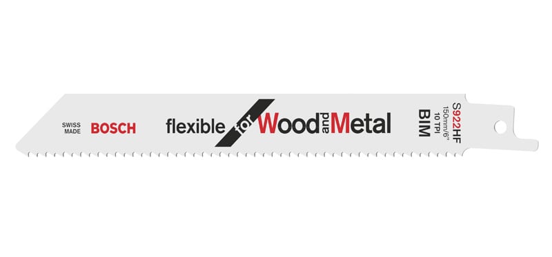BOSCH Säbelsägeblatt S 922 HF, Flexible for Wood and Metal, 100er-Pack, 150 mm