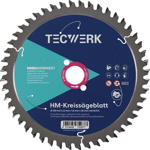 TECWERK Handkreissägeblatt AD 165mm Z.48 HLTCG Schnitt-B.2,6mm TECWERK