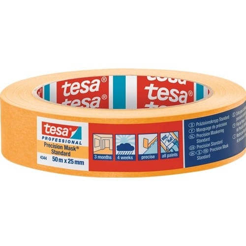 TESA Präzisionskrepp 4344 Stand.glatt hellbeige L.50m B.25mm Rl.TESA