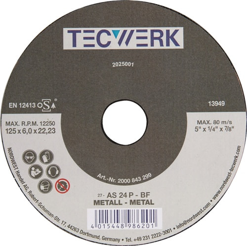 TECWERK Schruppscheibe Action D125xS6mm gekr.Bohr.22,23mm TECWERK