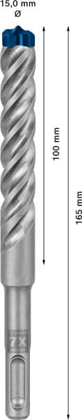 BOSCH EXPERT SDS plus-7X Hammerbohrer, 15 x 100 x 165 mm. Für Bohrhämmer