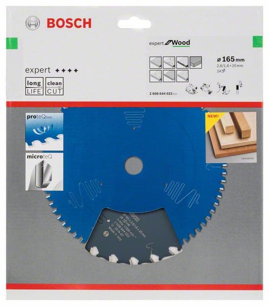BOSCH Kreissägeblatt Expert for Wood, 165 x 20 x 2,6 mm, 24