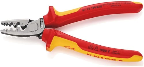 KNIPEX Aderendhülsenzange Gesamt-L.180mm 0,25-16,0(AWG 23-5)mm² pol.Mehrkomp-Hüllen VDE