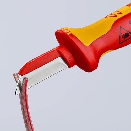 KNIPEX Kabelmesser L.190mm Klingen-L.50mm Klingenrücken m.Ku.-Überzug VDE68g Mehrkompgr