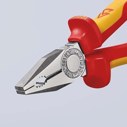 KNIPEX Kombizange L.180mm Mehrkomp.-Hüllen verchr.VDE m.Öse KNIPEX