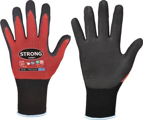 STRONGHAND Handschuhe PRECISOR Gr.8 rot/schwarz EN 420,EN 388 PSA II STRONGHAND