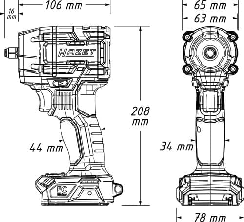 HAZET Akku-Schlagschrauber 9512-600 18V 12,5mm (1/2Zoll) 4-kt.406 Nm HAZET