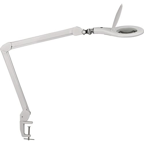 Nordwest LED-Lupenleuchte Glaslinse 127mm (5 Zoll) Tischklemme weiß
