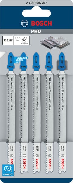 BOSCH Stichsägeblatt T 321 BF Speed for Metal, 5er-Pack