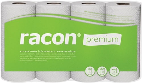 RACON Küchenrolle racon® premium K-2 B220xL250ca.mm weiß 2-lagig,perforiert 4 Rl./PAK