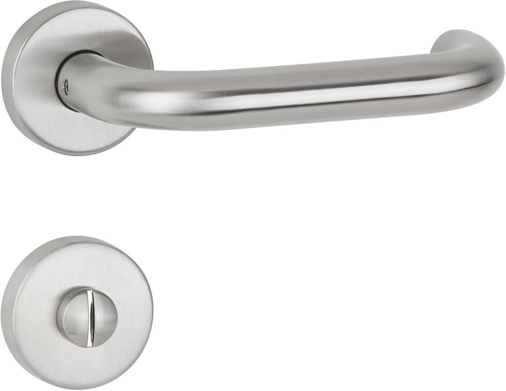 HERMAT Drückergarnitur mit Rosetten BASIC 01 1801/2036.K, Edelstahl