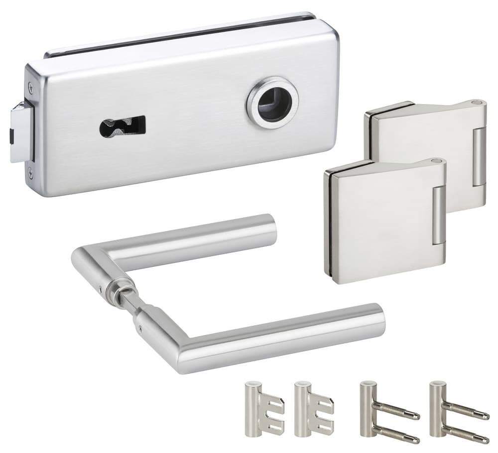 HERMAT Ganzglastürschloss-Set GENOVA 6082/6325/1802/HZSZ, Edelstahl