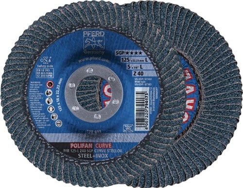 PFERD TOOLS Fächerscheibe POLIFAN Z SGP CURVE STEELOX D.125mm K.40 INOX ZK Ausf.M PFERD