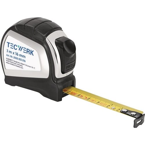 Taschenrollbandmaß L.5m B.19mm mm/cm EG II 2K Automatic TECWERK