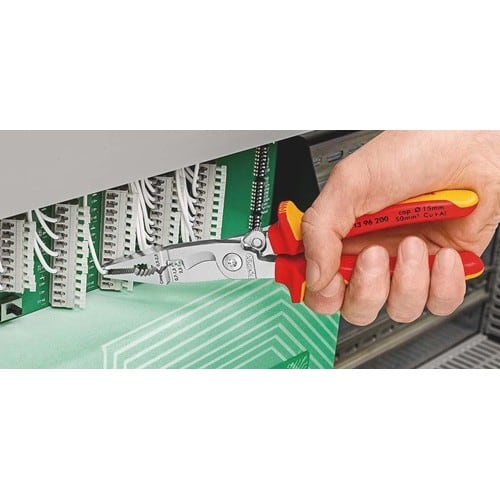 KNIPEX Elektroinstallationszange L.200mm VDE verchr.Mehrkomp.-Hüllen m.Öffnungsf.m.Öse