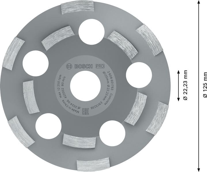 BOSCH Diamanttopfscheibe Expert for Abrasive, 50 g/mm, 125 x 22,23 x 4,5 mm