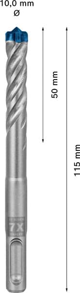 BOSCH EXPERT SDS plus-7X Hammerbohrer, 10 x 50 x 115 mm. Für Bohrhämmer