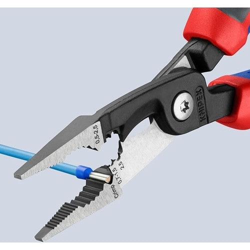 KNIPEX Elektroinstallationszange L.200mm pol.Mehrkomp.-Hülle o.Öffnungsf.KNIPEX