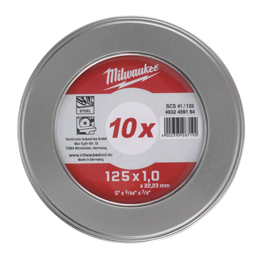 MILWAUKEE 10 x SCS41 1 mm Contractor in Metallbox Metalltrennscheibe Contractor 125 mm