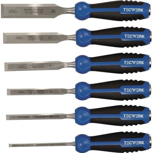 TECWERK Stechbeitelsatz 6,10,12,16,20,26mm 2-K Heft.6-tlg.HO-Kasten TECWERK