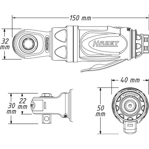 HAZET Druckluftratschenschrauber 9021P-2 10mm (3/8Zoll) A4-kt.54 Nm HAZET