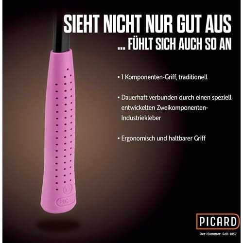 PICARD Latthammer Pink Edition Nr.626M 626 DIN 7239 Kopf-G.600g m.Magnet glatt C45-Rohr