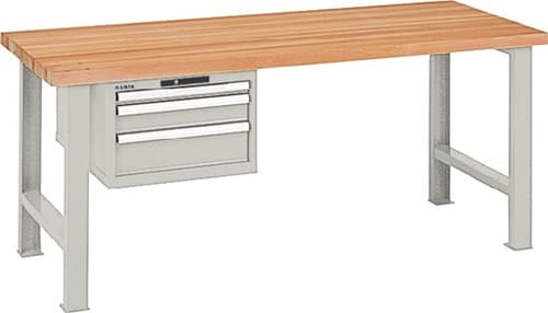LISTA Werkbank B2000xT750xH840mm Buche Multiplex lichtgrau Anz.Schubl.3 Keylock