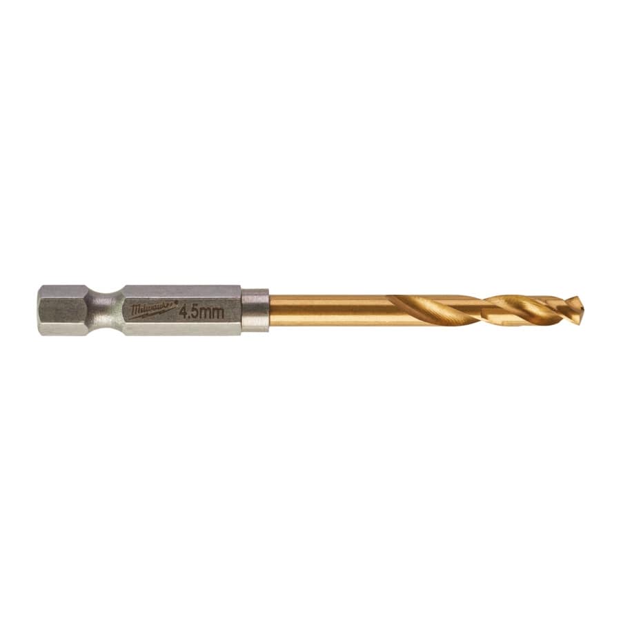 MILWAUKEE 4,5 x 76 mm SHOCKWAVE Metallbohrer HSS-G RED HEX Titan 1/4"