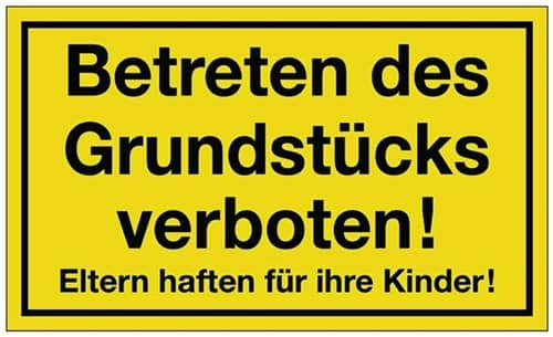 Hinweiszeichen Grundstück betreten verboten L250xB150mm gelb schwarz Ku.