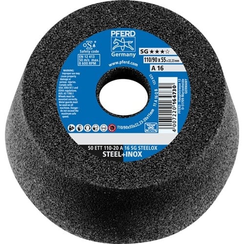 PFERD TOOLS Schleiftopf ETT SG STEELOX 110/55mm INOX u.STA 16 Bohr.22,23mm PFERD