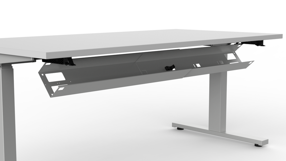 Veyhl Kabelwanne teleskopierbar 950-1550mm, RAL 9006 weißaluminium