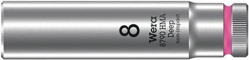 WERA Steckschlüsseleinsatz 8790 HMA Deep Außen-6-kant SW8mm 4-kant 1/4Zoll CrV L.50mm