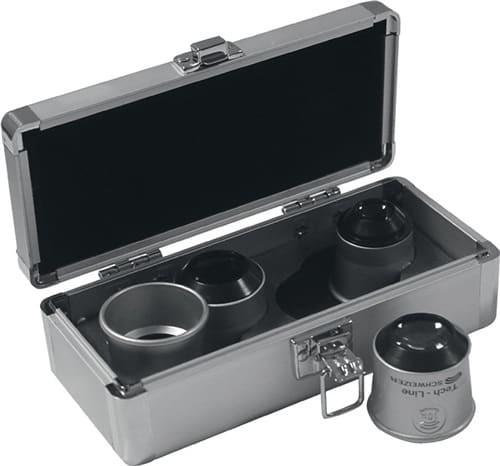 SCHWEIZER Uhrmacherlupenset Profi-Set Tech-Line 6x,8x,10x,15x Ku.-Kass.4tlg.SCHWEIZER