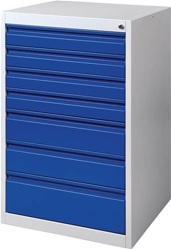 Nordwest Schubladenschrank BK 600 H1000xB600xT600mm grau/blau 7 Schubl.Einfachauszug