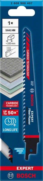 BOSCH EXPERT ‘Fiber Plaster’ S 641 HM Säbelsägeblatt, 1 Stück. Für Säbelsägen