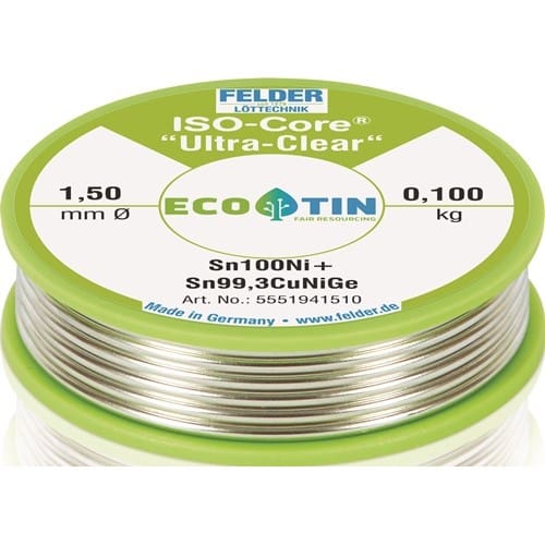FELDER Lötdraht ISO-Core® UltraClear 1,5mm 100g Sn100Ni+ FELDER