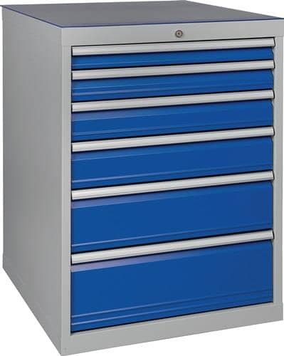 BEDRUNKA+HIRTH Schubladenschrank H1019xB705xT736mm lichtgrau/signalblau 6 Schubl.BEDRUNKA+HIRTH