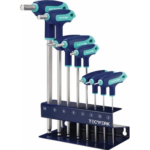 TECWERK Stiftschlüsselsatz 8-tlg.SW 2-10 Quergriff,Kugelkopf,Seitenabtrieb TW