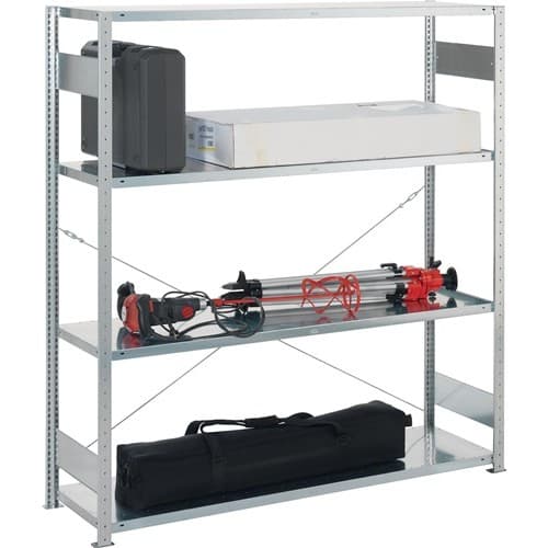 META Großfachsteckregal H2000xB1700xT500mm Grundregal 4 Stahl-Bd.verz.silber META