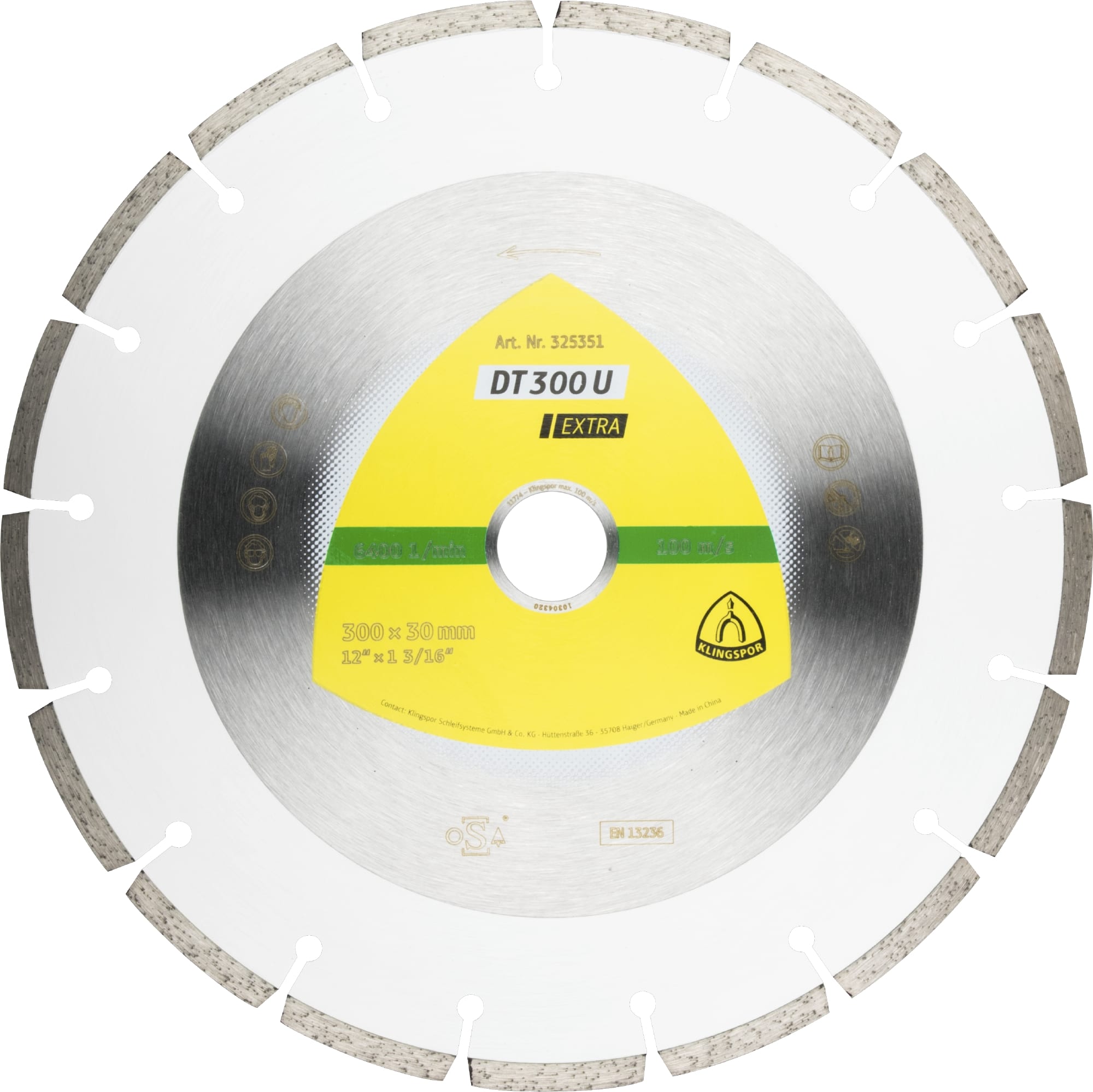 KLINGSPOR Diamanttrennscheibe DT 300 U Extra, 350 x 30