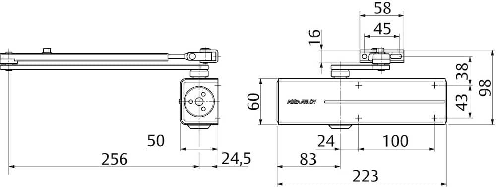 effeff Oben-Türschließer DC200, Aluminium,