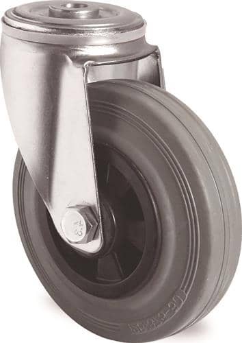 TECWERK Lenkrolle D.80mm Trgf.70kg Rückenloch PP Rollenlager VG grau TECWERK