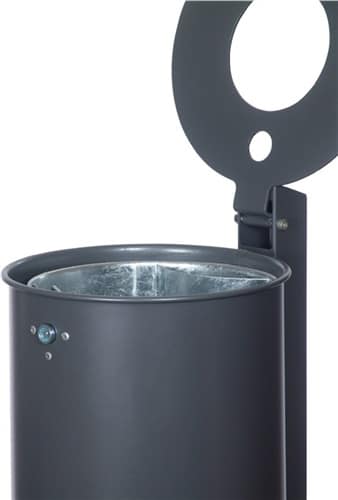 RENNER Abfallbehälter H515xØ380mm 50l anthrazit-eisenglim. ungelocht Befestigungsschii