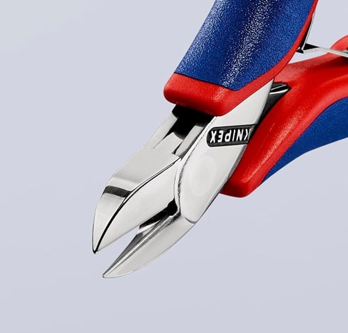 KNIPEX Elektronikseitenschneider L.115mm Form 2 Facette nein 2K-Hülle spiegelpol.KNIPEX