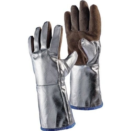 JUTEC Hitzesch.handsch.5-Finger Universal braun/silber Spaltled.alumin.Preox-Aramid