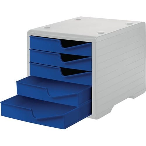 STYRO Ablagebox 5 Schubl.grau/blau Polystyrol H255xB270xT340mm STYRO