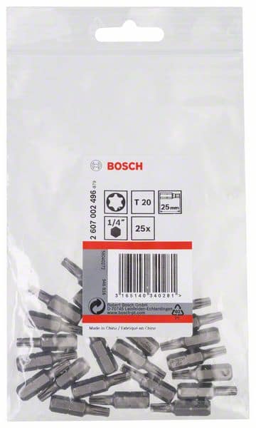 BOSCH Schrauberbit Extra-Hart T20, 25 mm, 25er-Pack