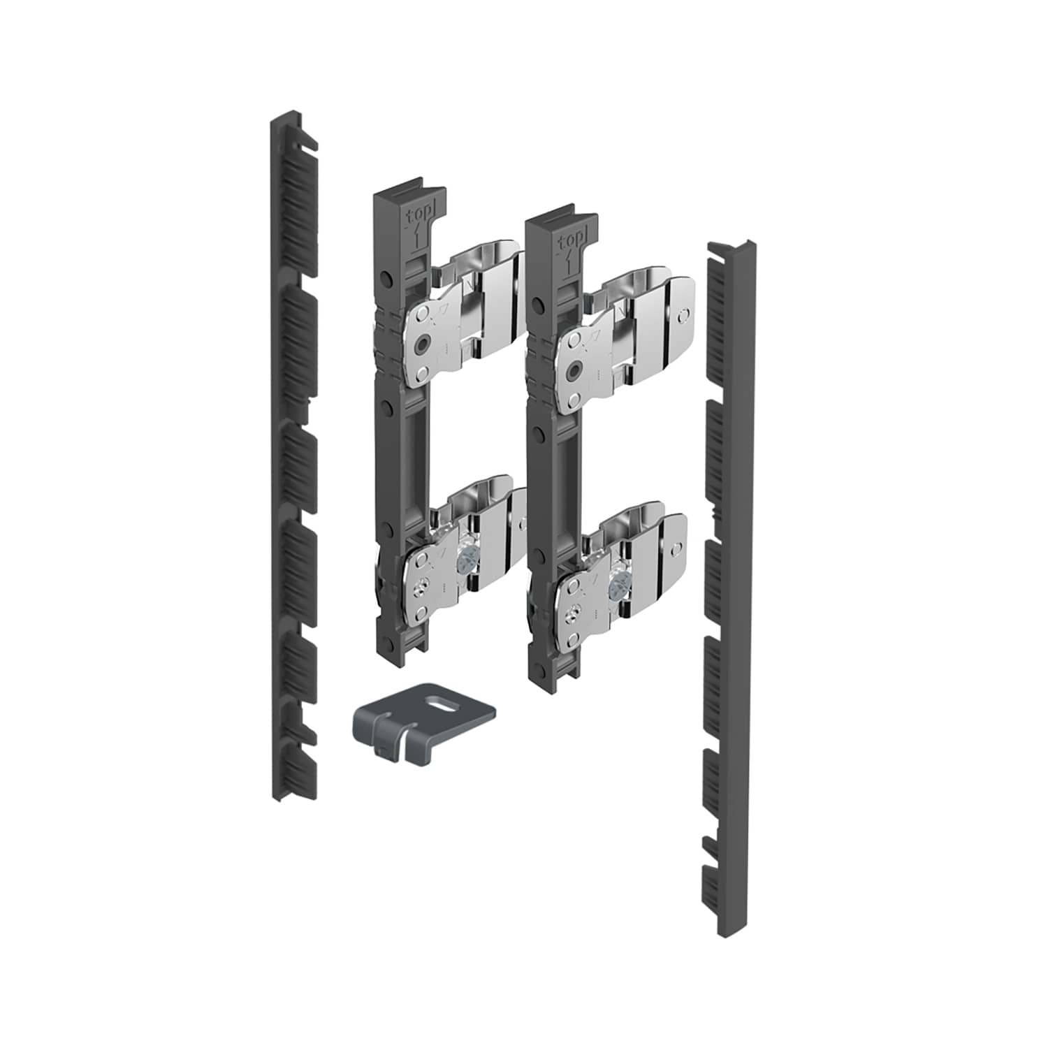 HETTICH AvanTech YOU Verbinderset für Innenfront zum Selbstablängen, Systemhöhe 187, anthrazit, Für Zarge mit Illumination, 9327219