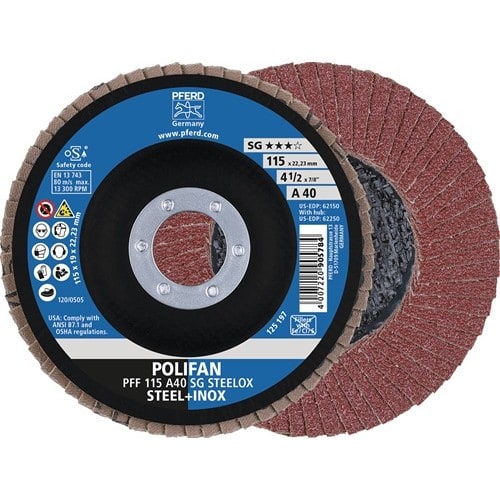 PFERD TOOLS Fächerscheibe POLIFAN A SG STEELOX D.125mm K.80 kon.INOX NK PFERD